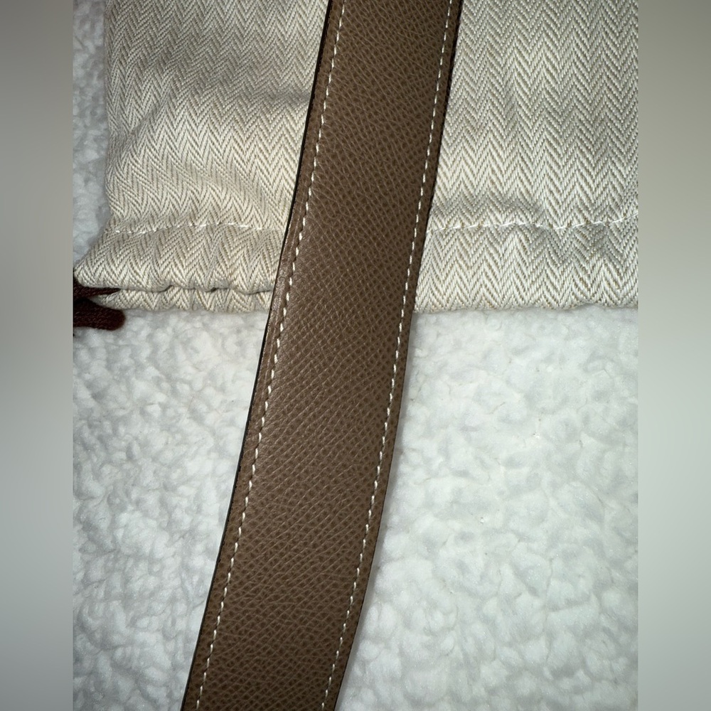 Hermes Blanc / Etoupe Reversible Belt Kit White Taupe Leather Gold H Buckle - Picture 6 of 16